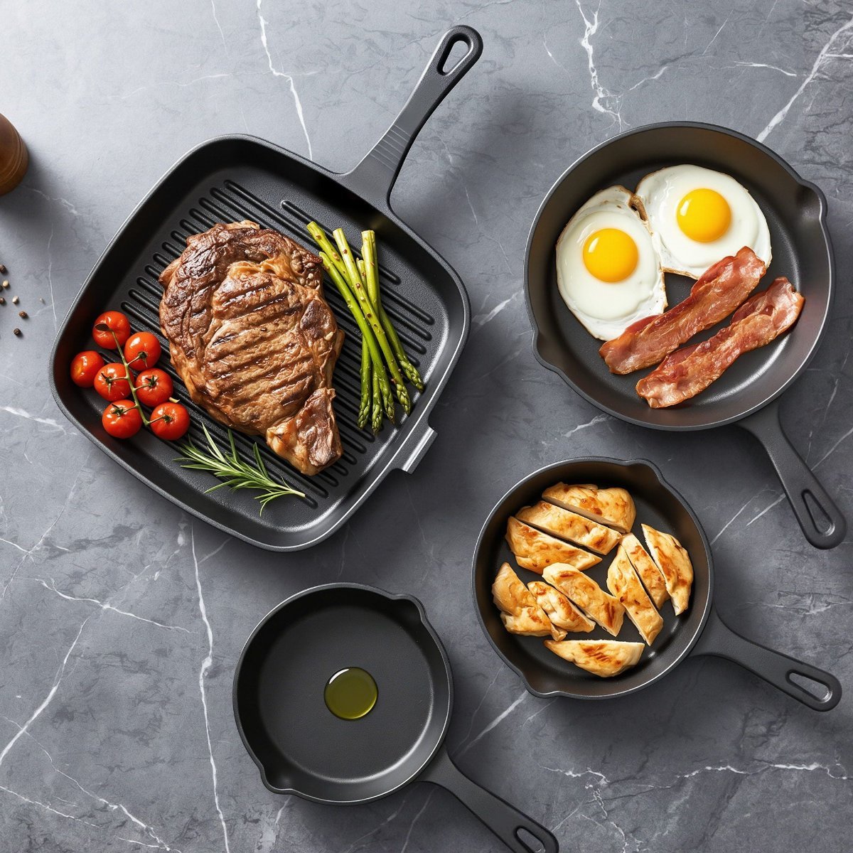 5 Star Chef cast iron fry pan skillet set