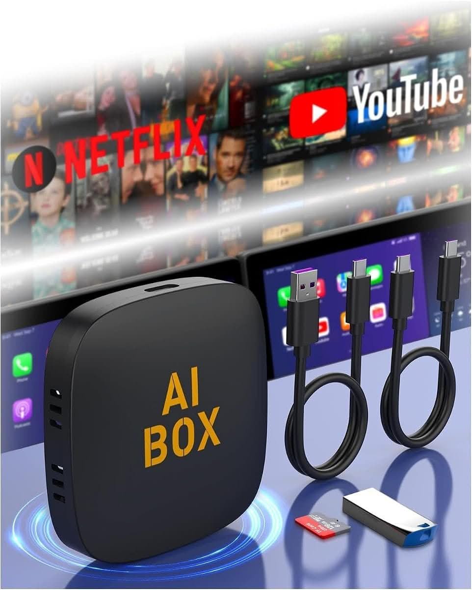 5-in-1 wireless CarPlay AI box with streaming apps