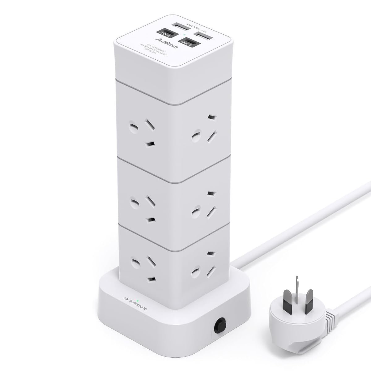 Addtam Tower Power Board with 12 Outlets