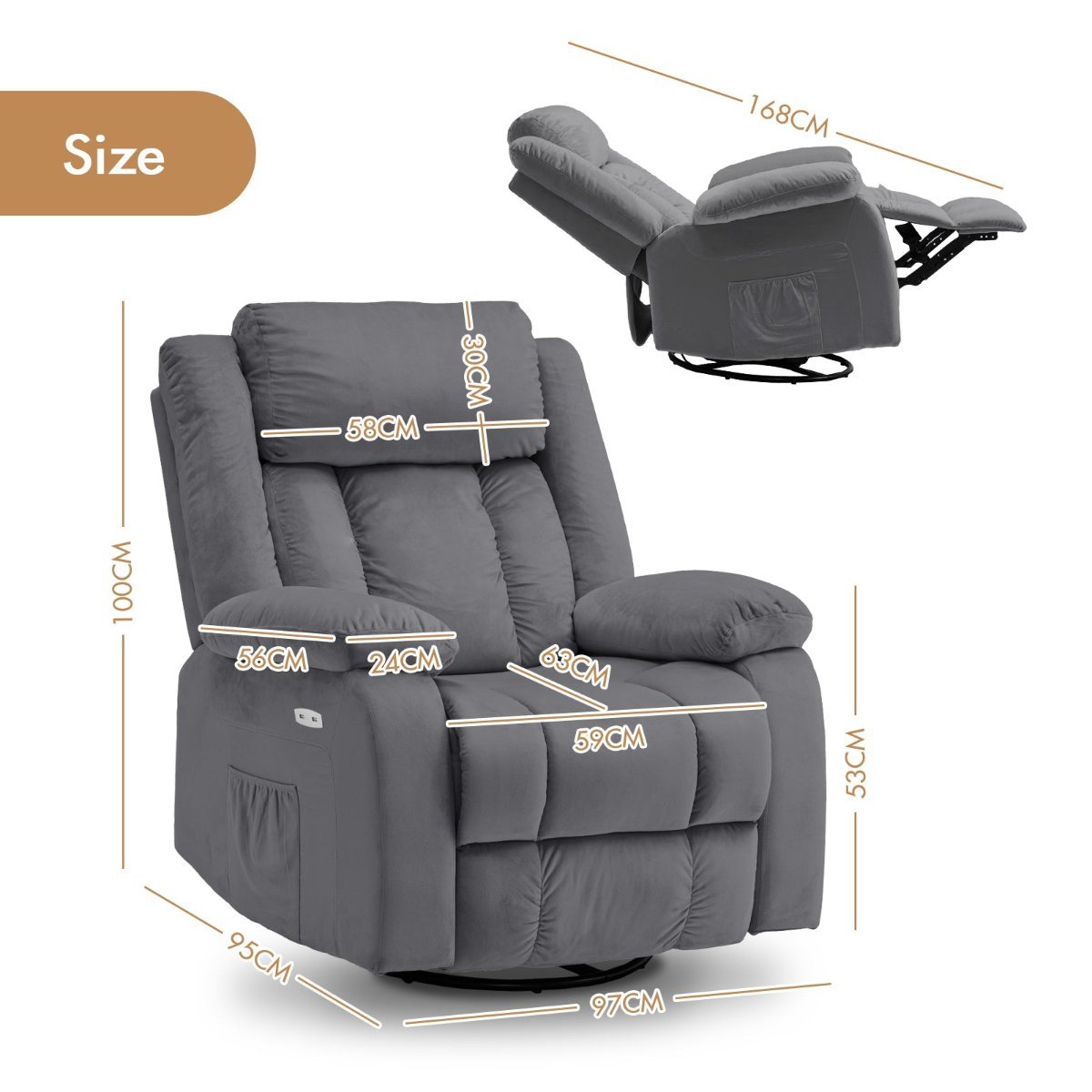 Advwin 360 Degree Swivel Recliner Chair