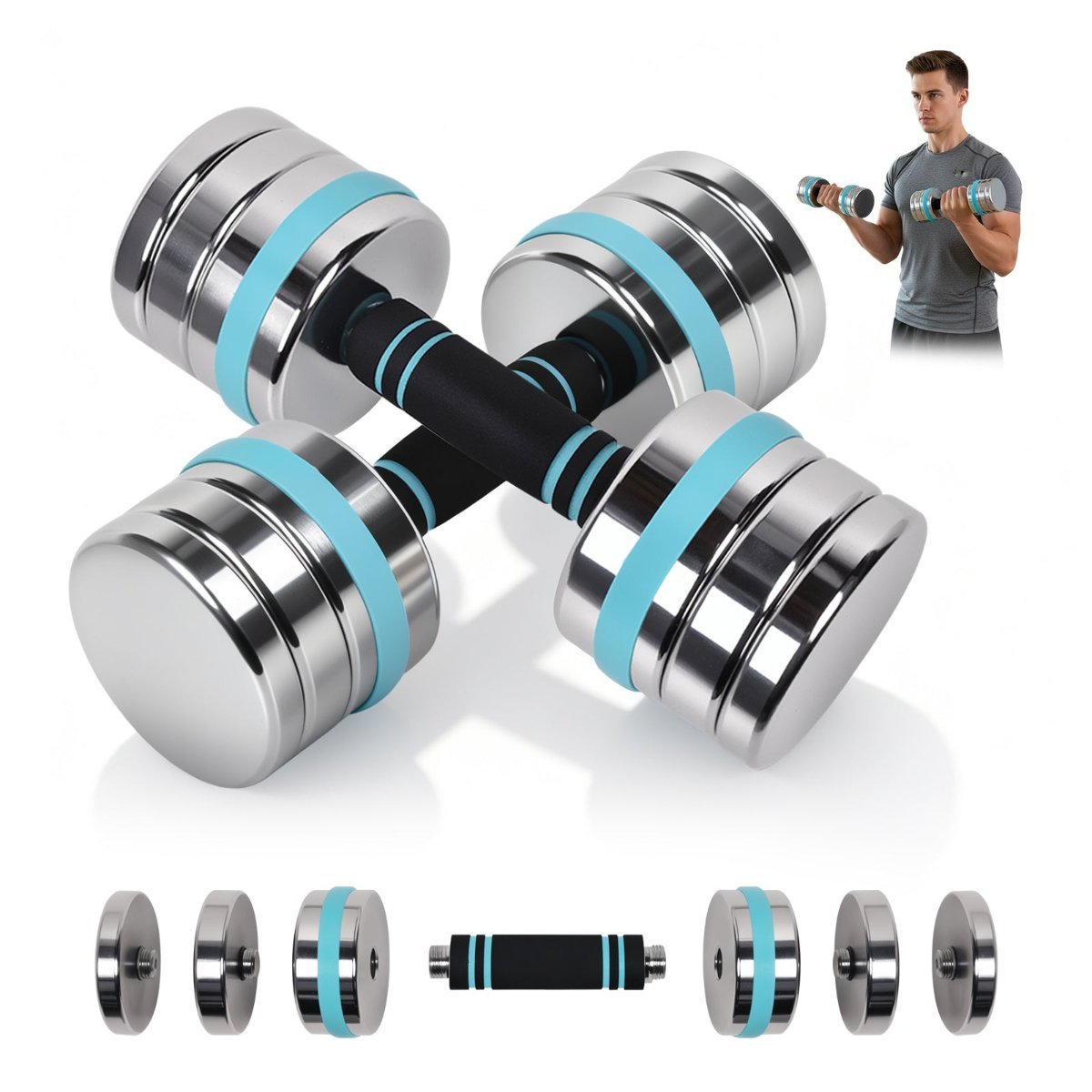 Advwin Adjustable Dumbbells 2x15kg