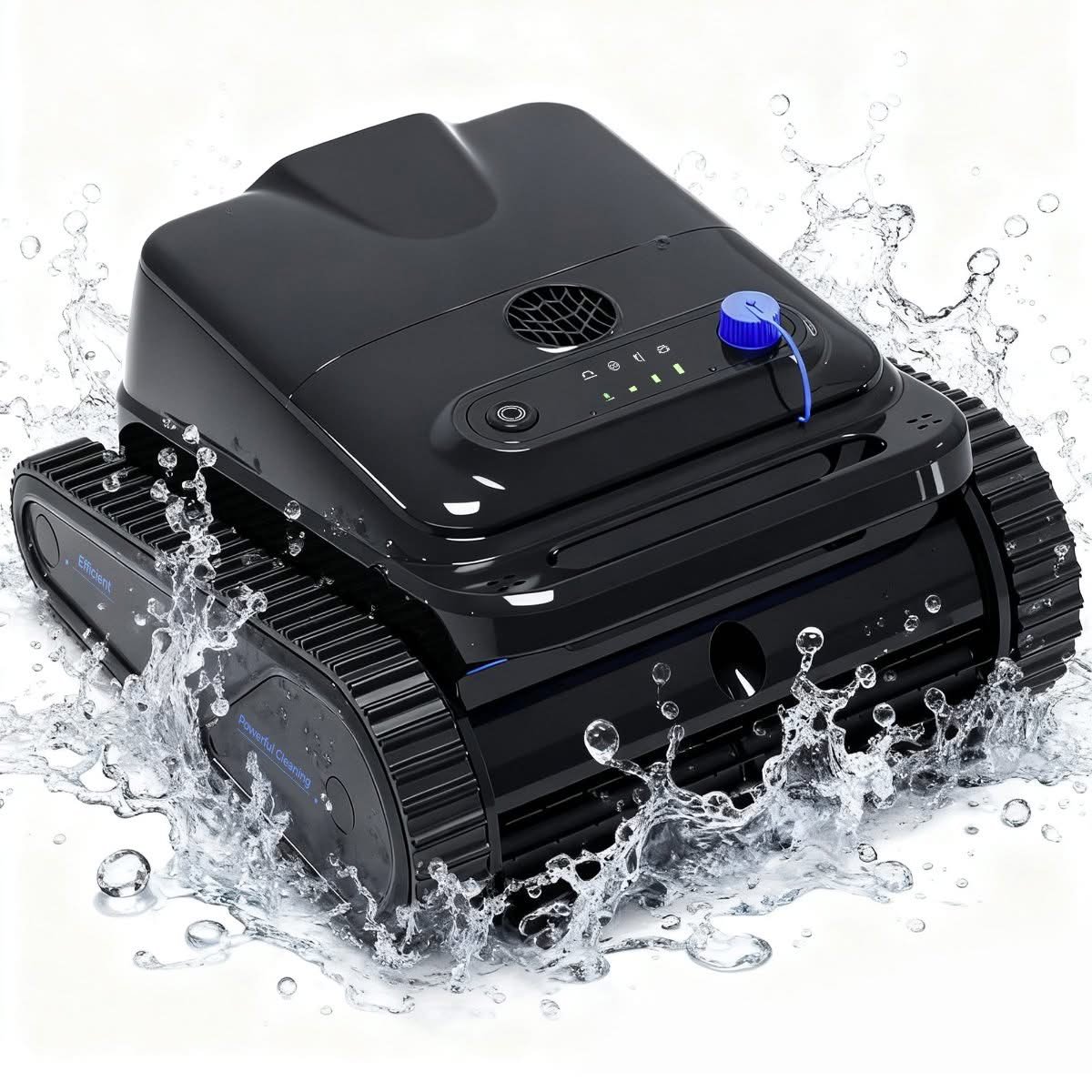 Cordless robotic pool cleaner with wall climbing