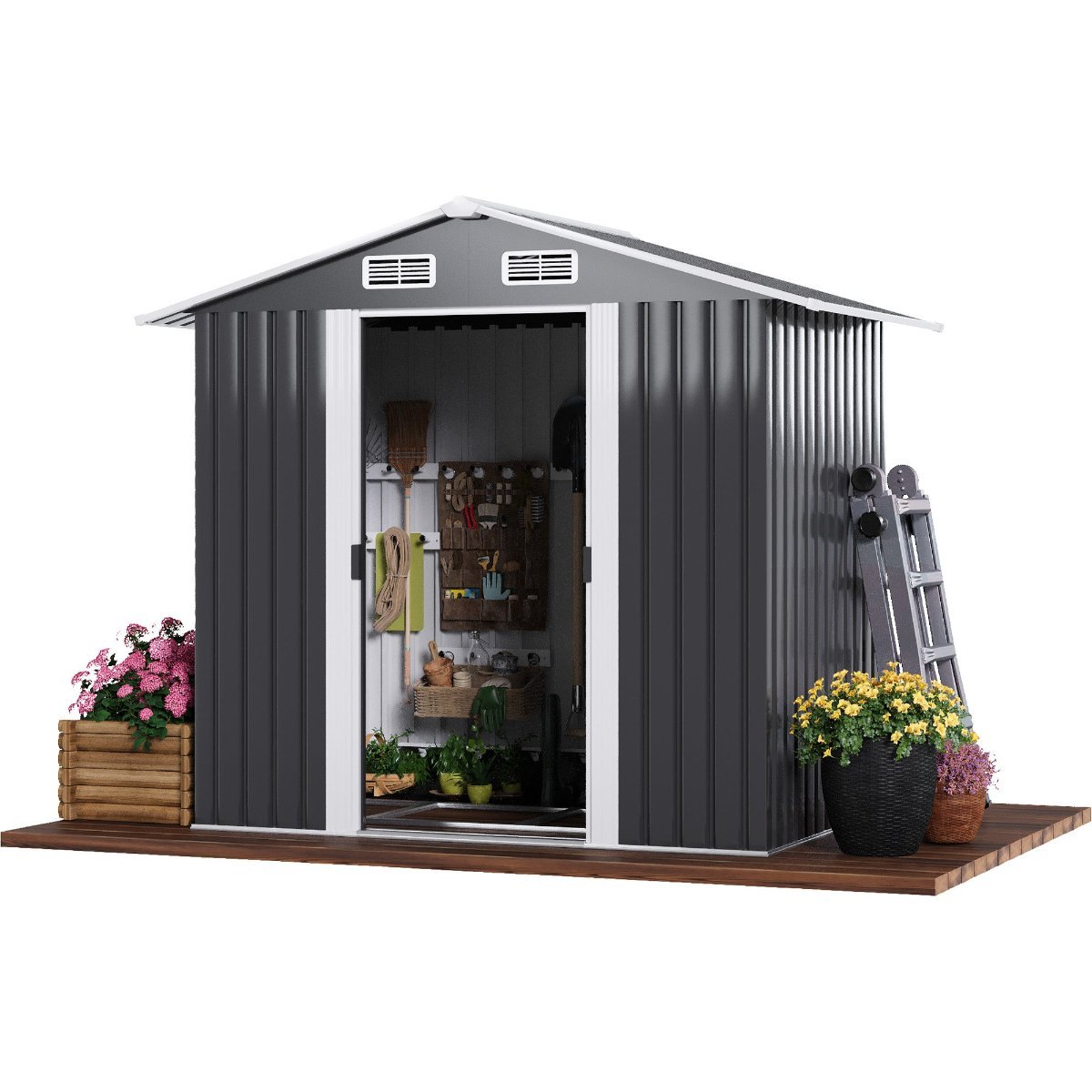 Advwin Garden Shed Outdoor Storage 131x195x186cm