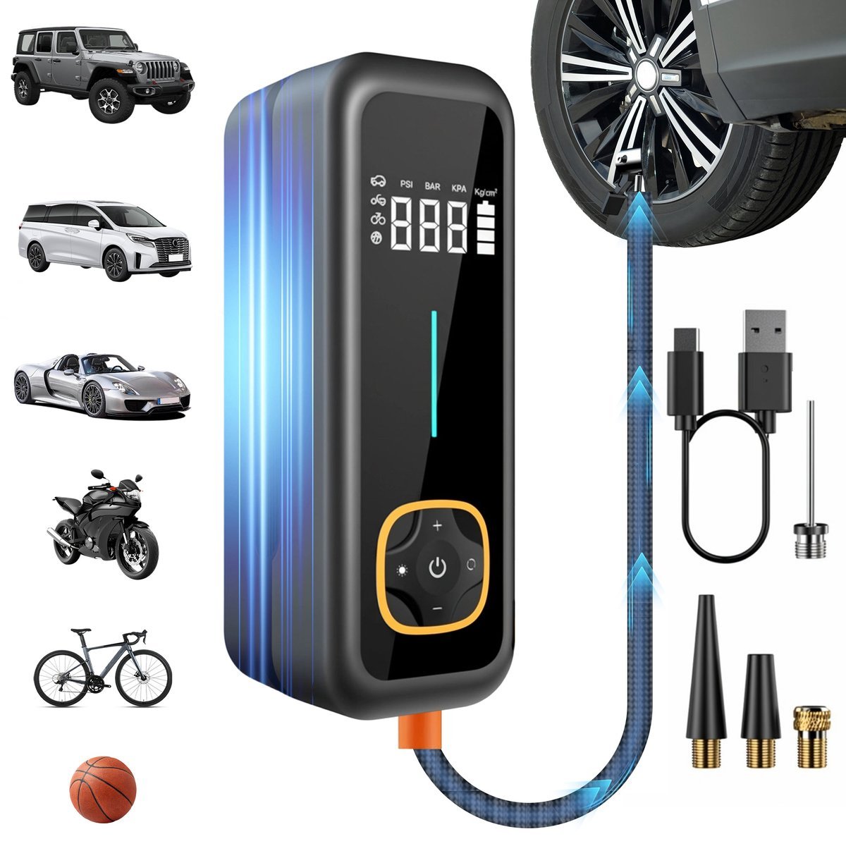 Portable Tyre Inflator Air Compressor, 150PSI