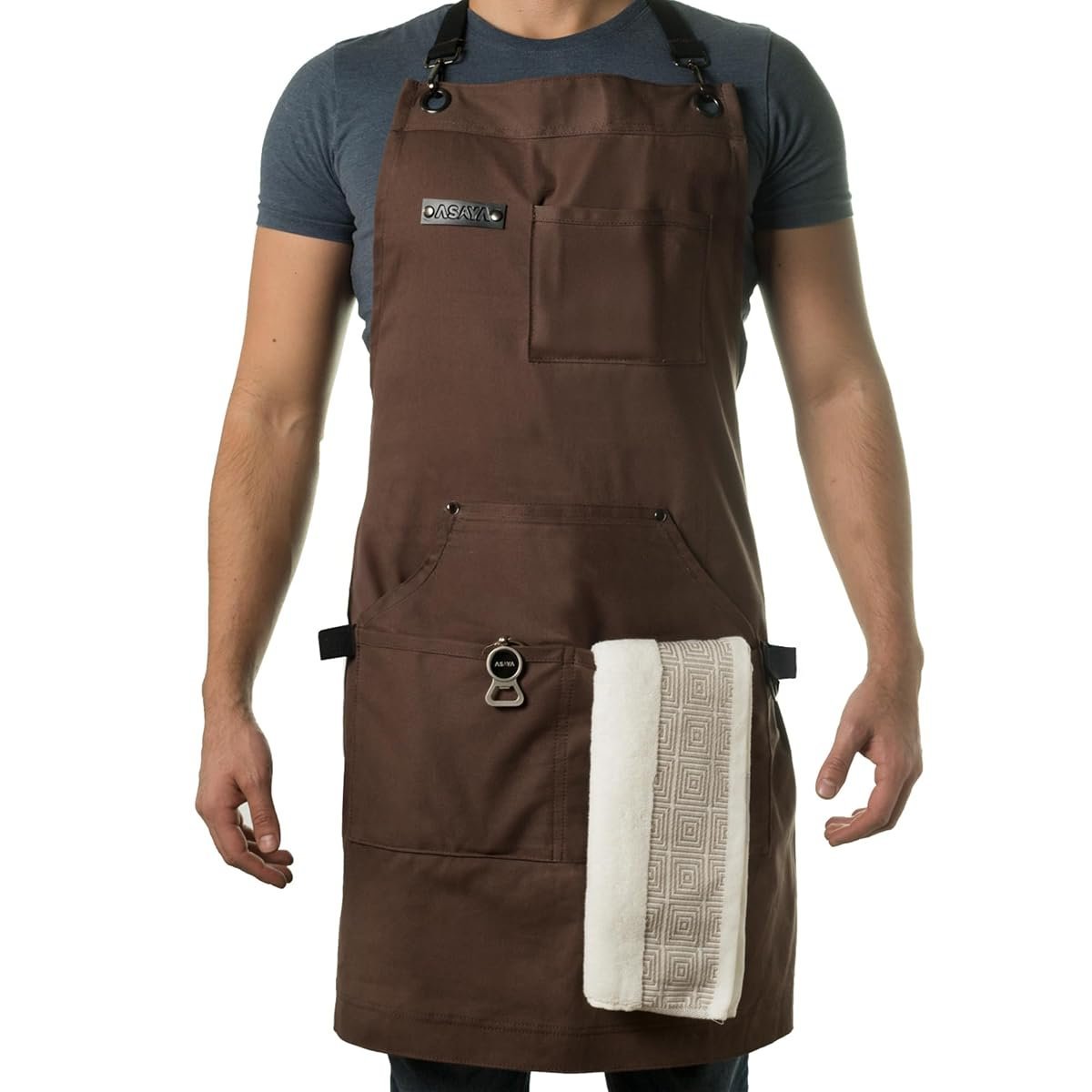 Asaya Canvas Chef and BBQ Apron with Bottle Opener