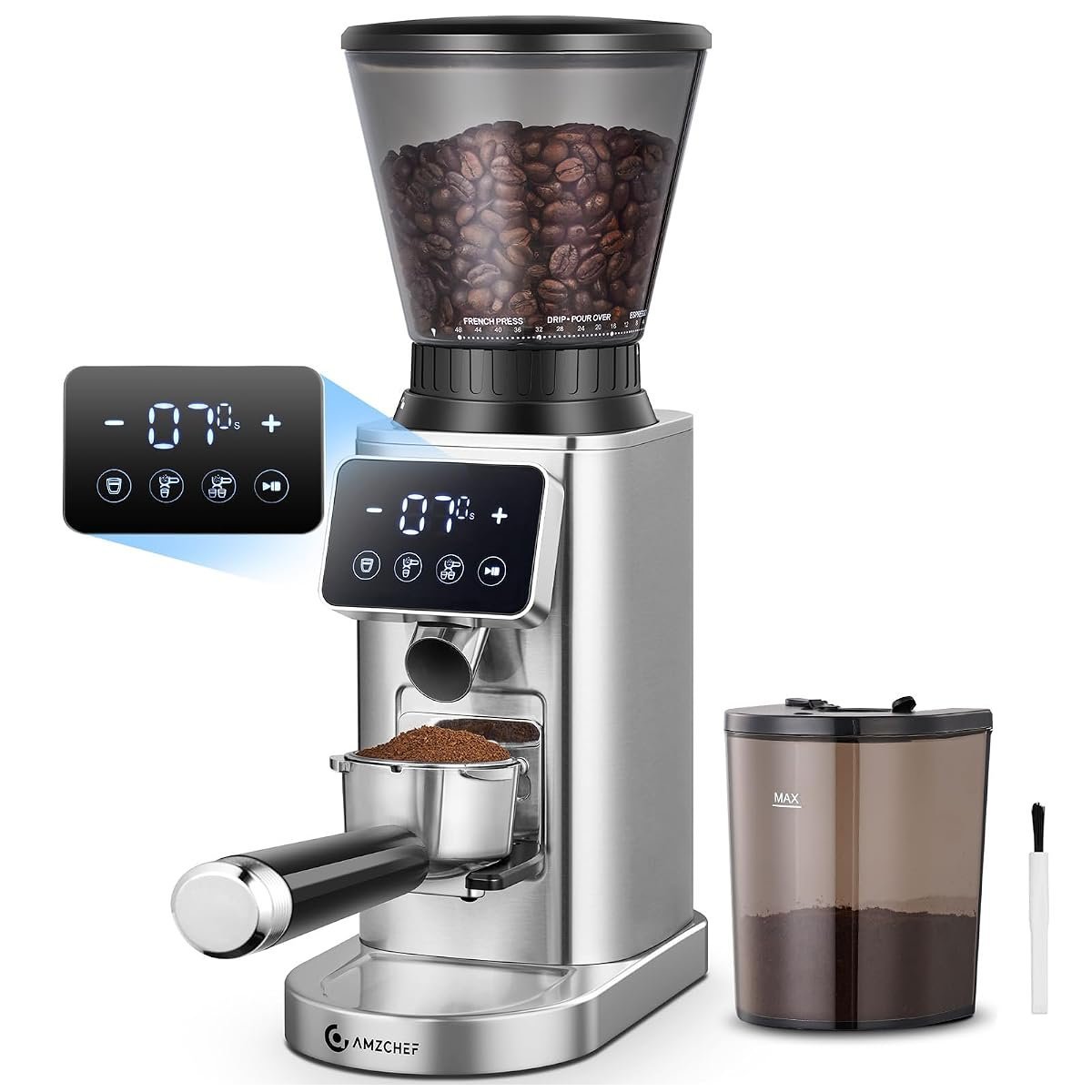 AMZCHEF Electric Conical Burr Coffee Grinder