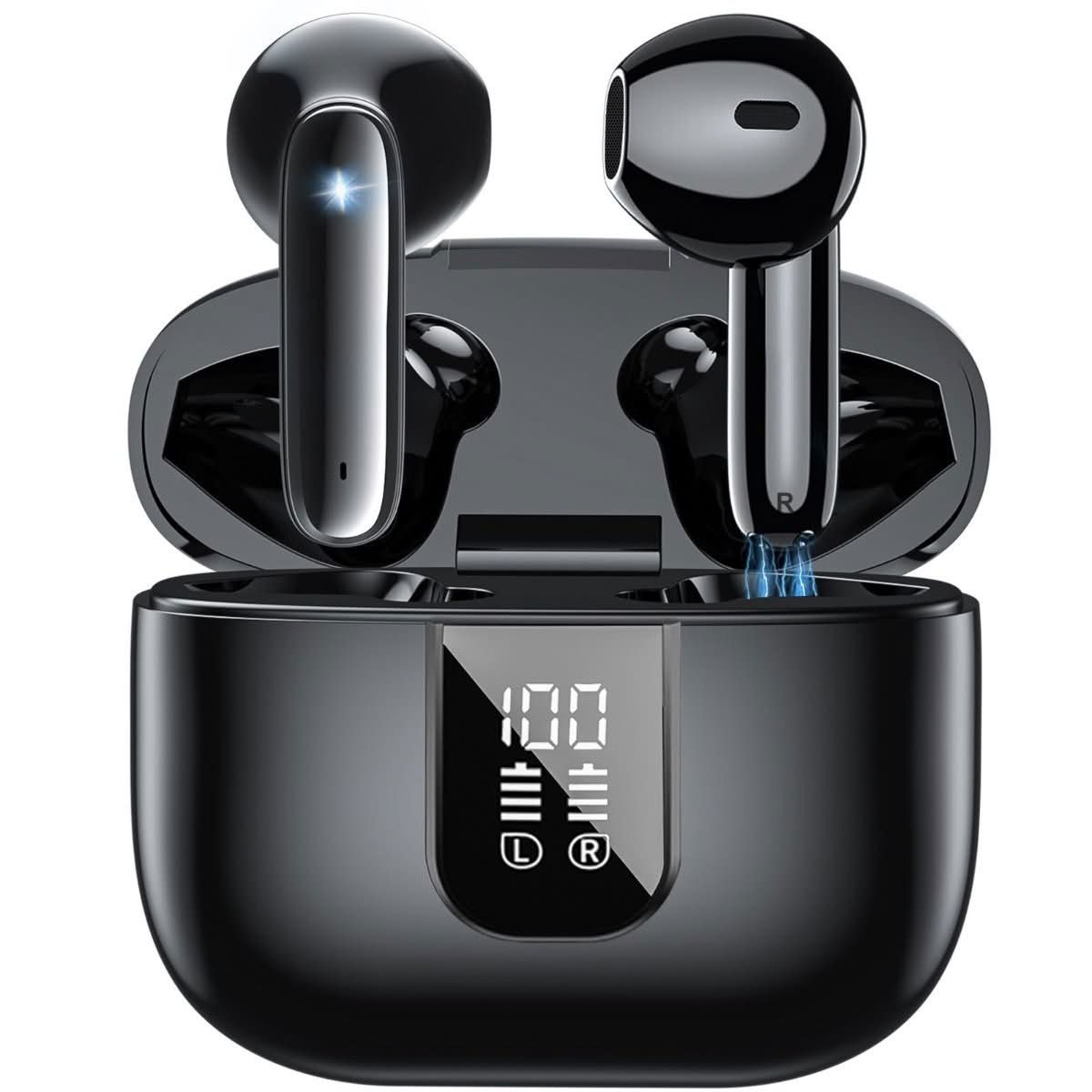ANC noise cancelling bluetooth earbuds with LED display case