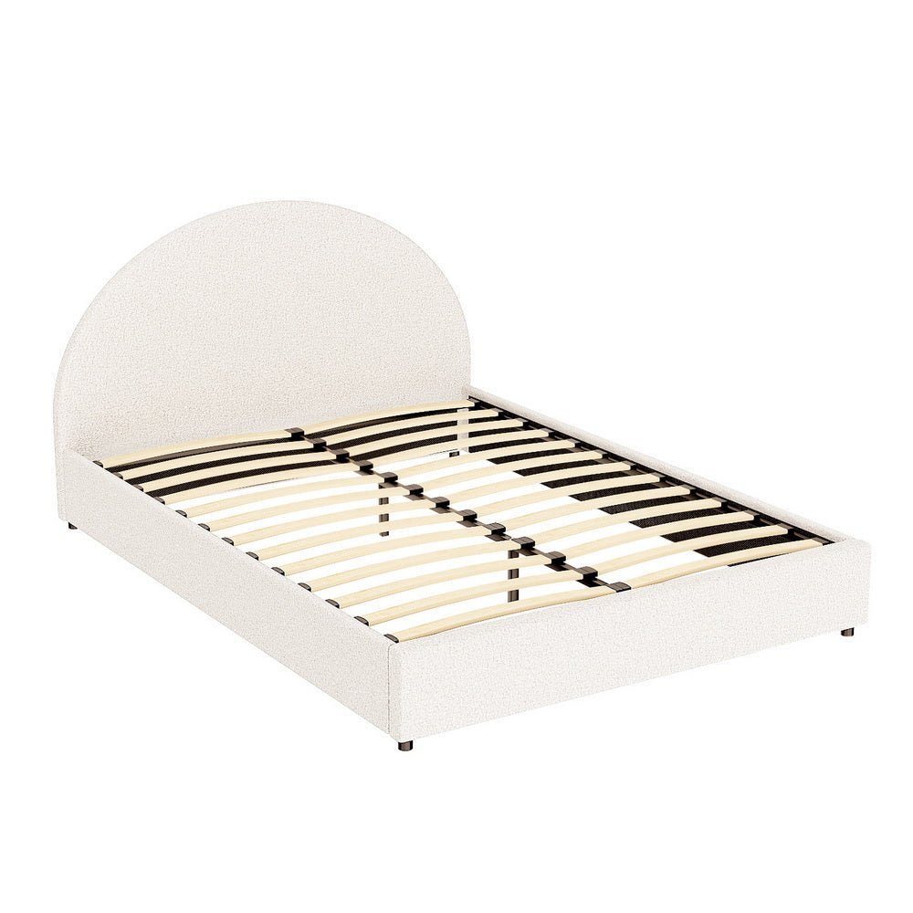 Artiss ELLA Boucle Fabric Gas Lift Storage Bed Frame Queen