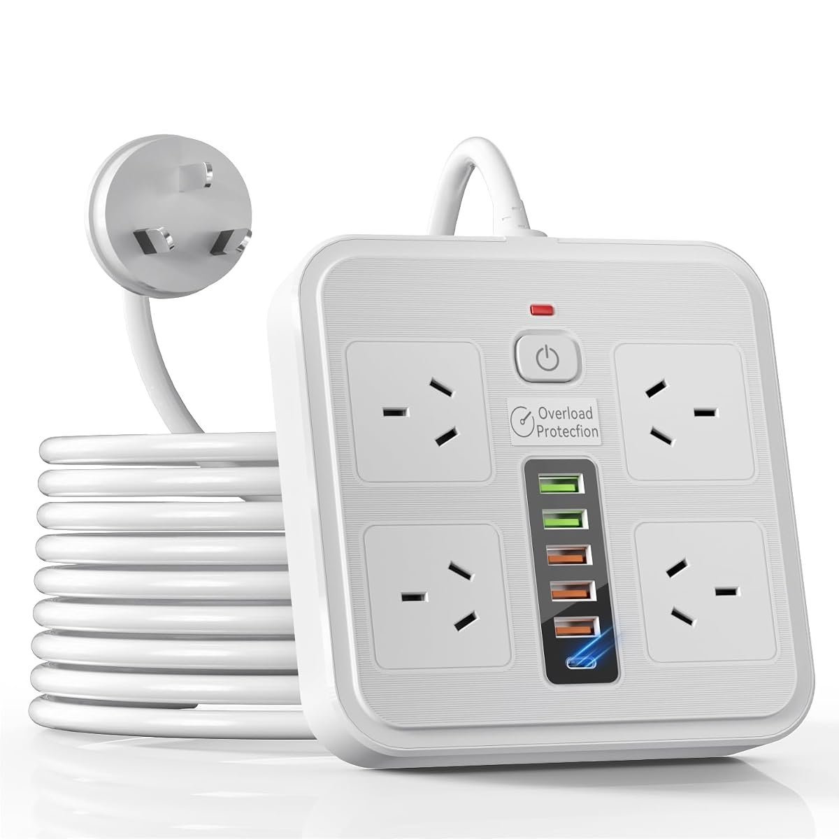 AUSELECT 10-in-1 Powerboard with 4 Outlets
