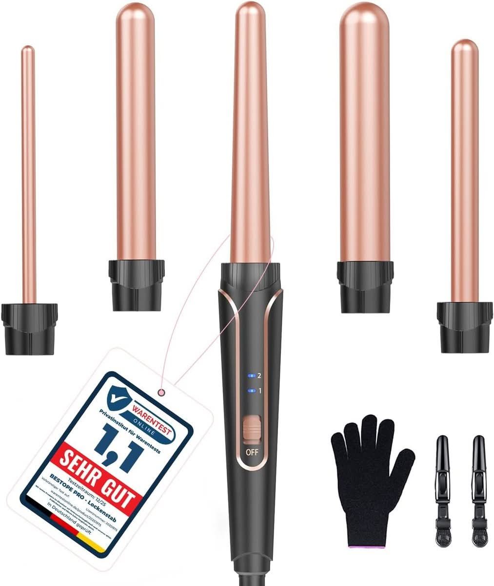 BESTOPE PRO 6-in-1 Curling Wand Set