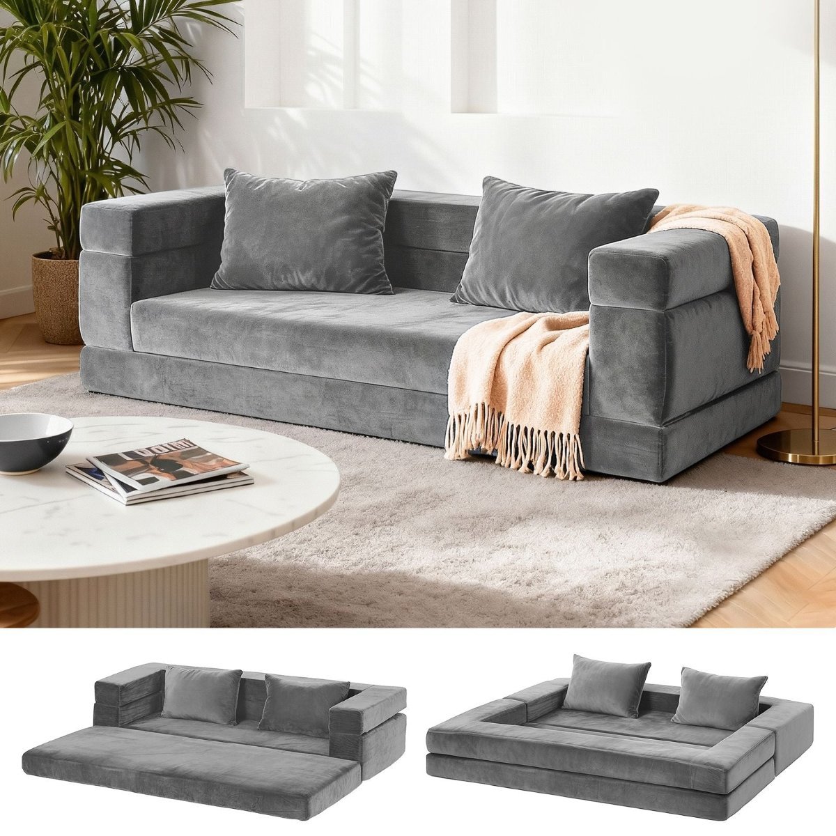 Artiss Convertible Folding Sofa Bed with Pull Out Mattress