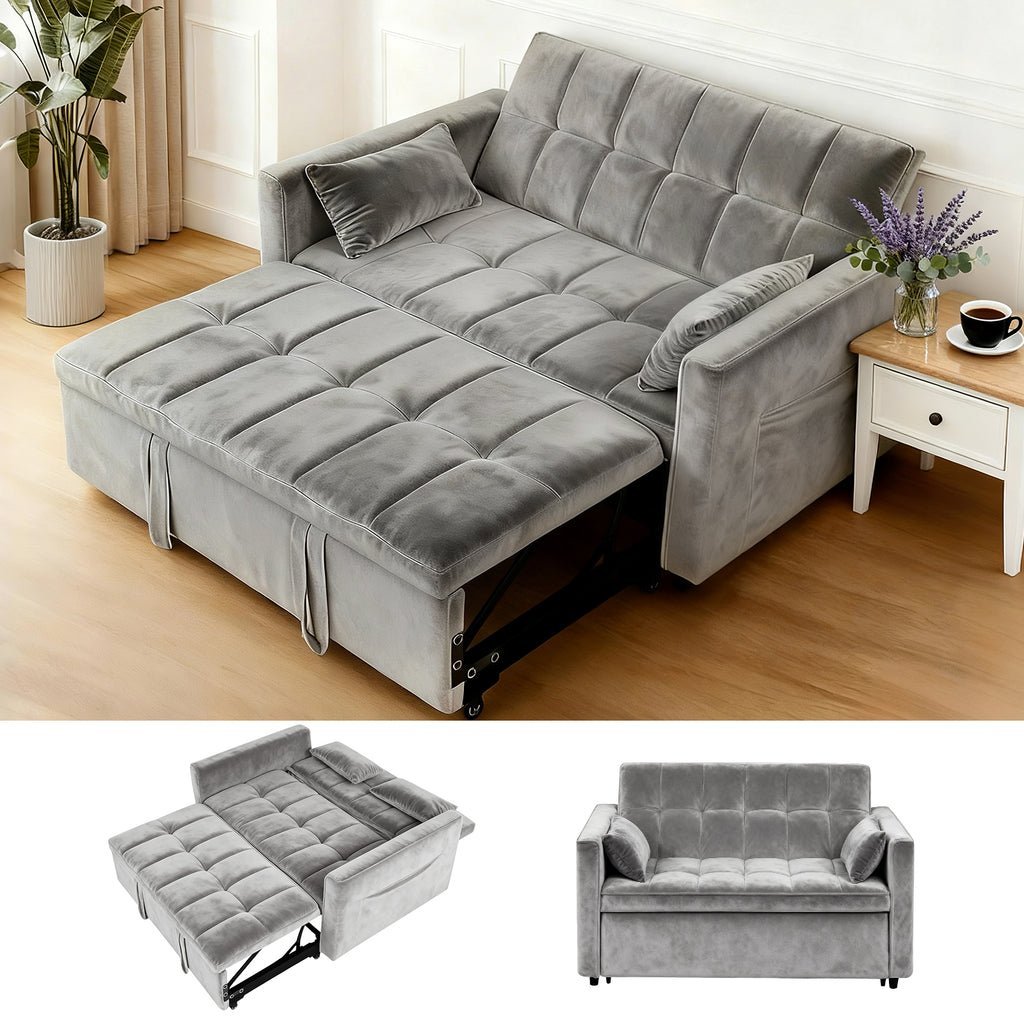 3-in-1 Convertible Velvet Sofa Bed