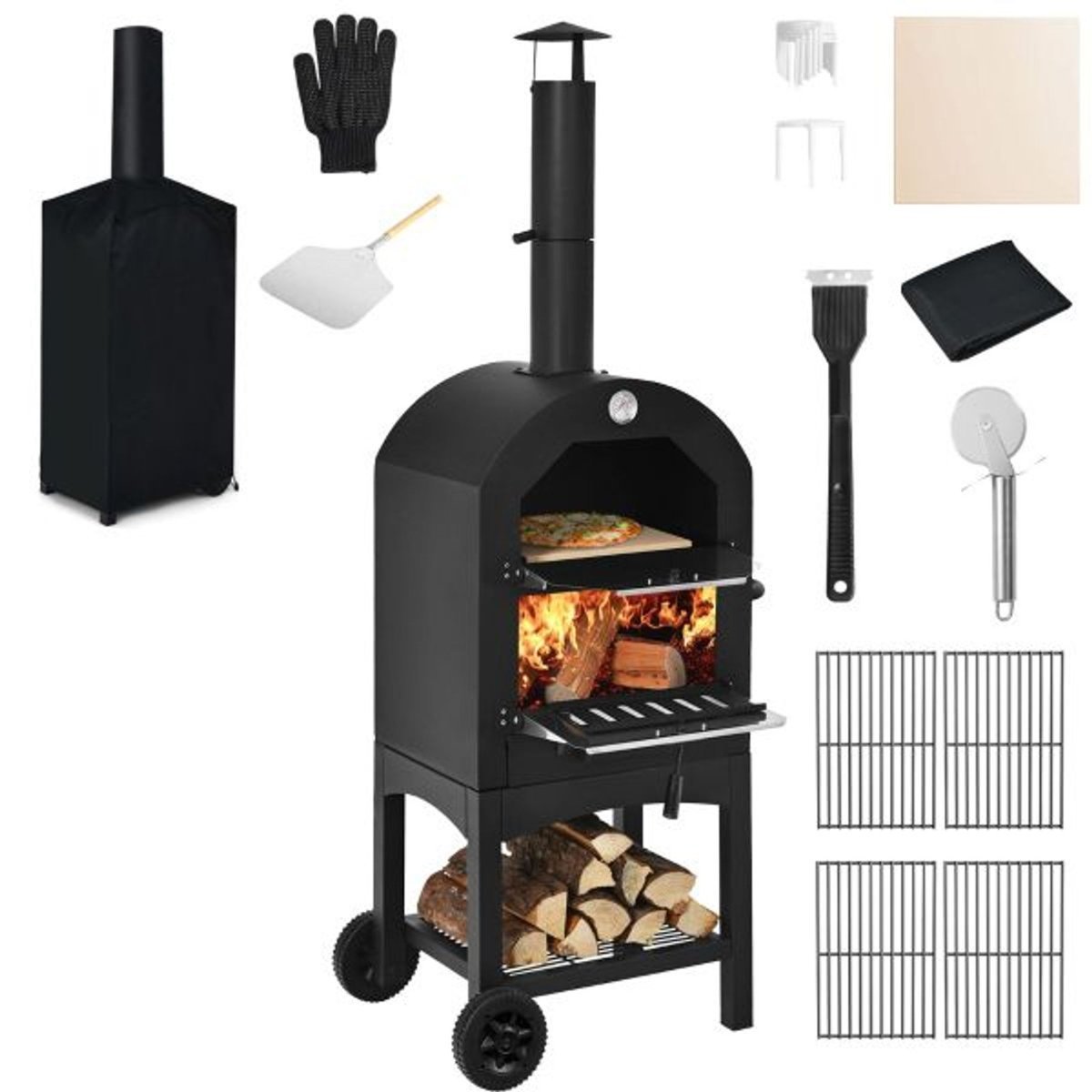3-in-1 Wood Fired Pizza Oven, BBQ Grill and Smoker