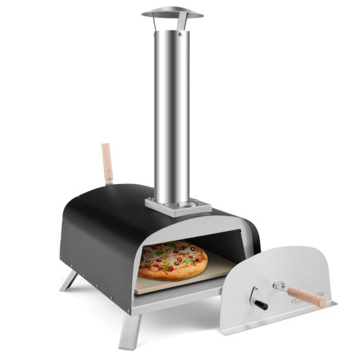 3-Layer Wood Burning Pizza Oven with Foldable Feet