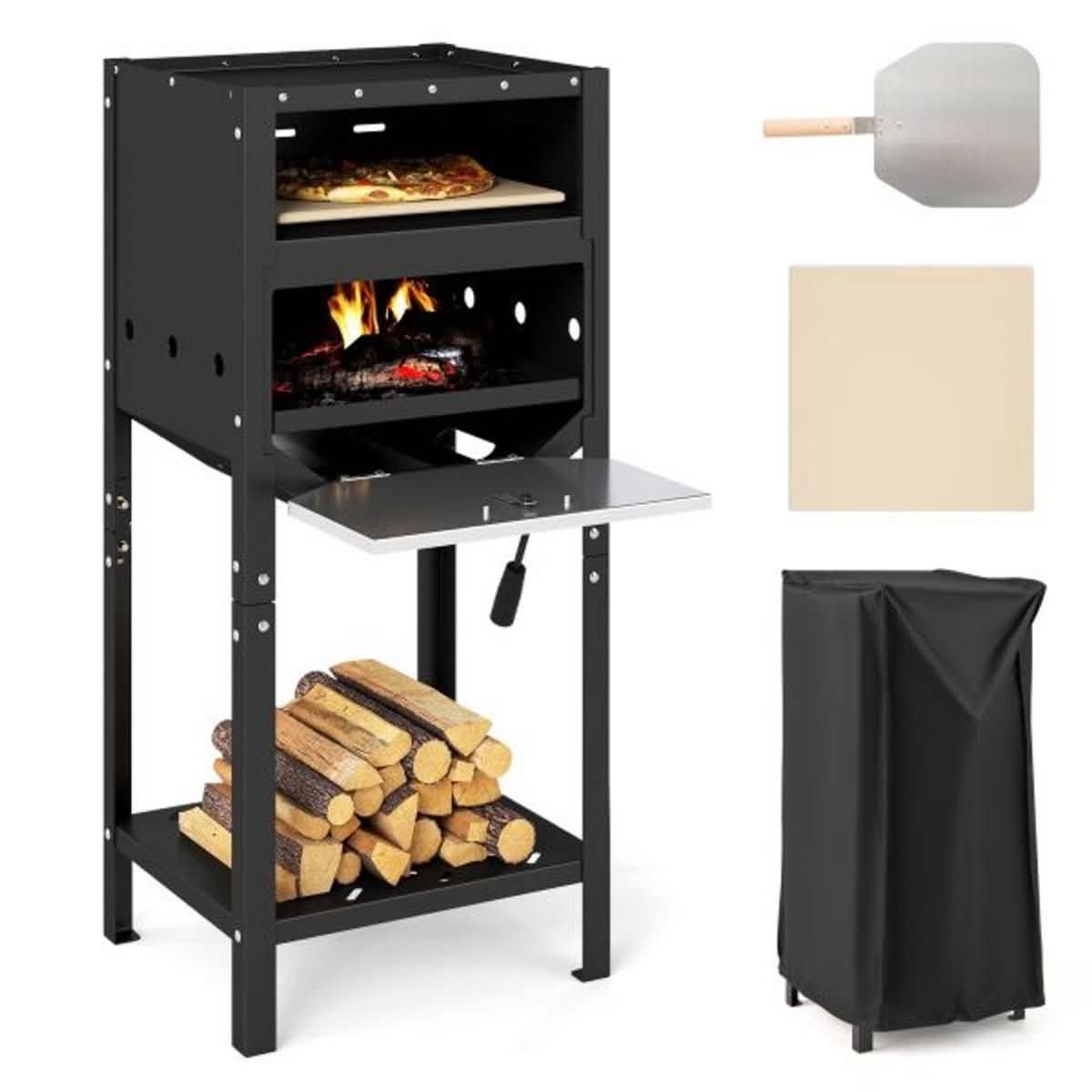 Freestanding Wood-Fired Pizza Stove with Ash Tray