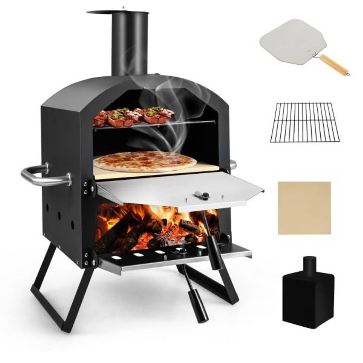 Wood Fired Pizza Maker with Anti-Scalding Handles