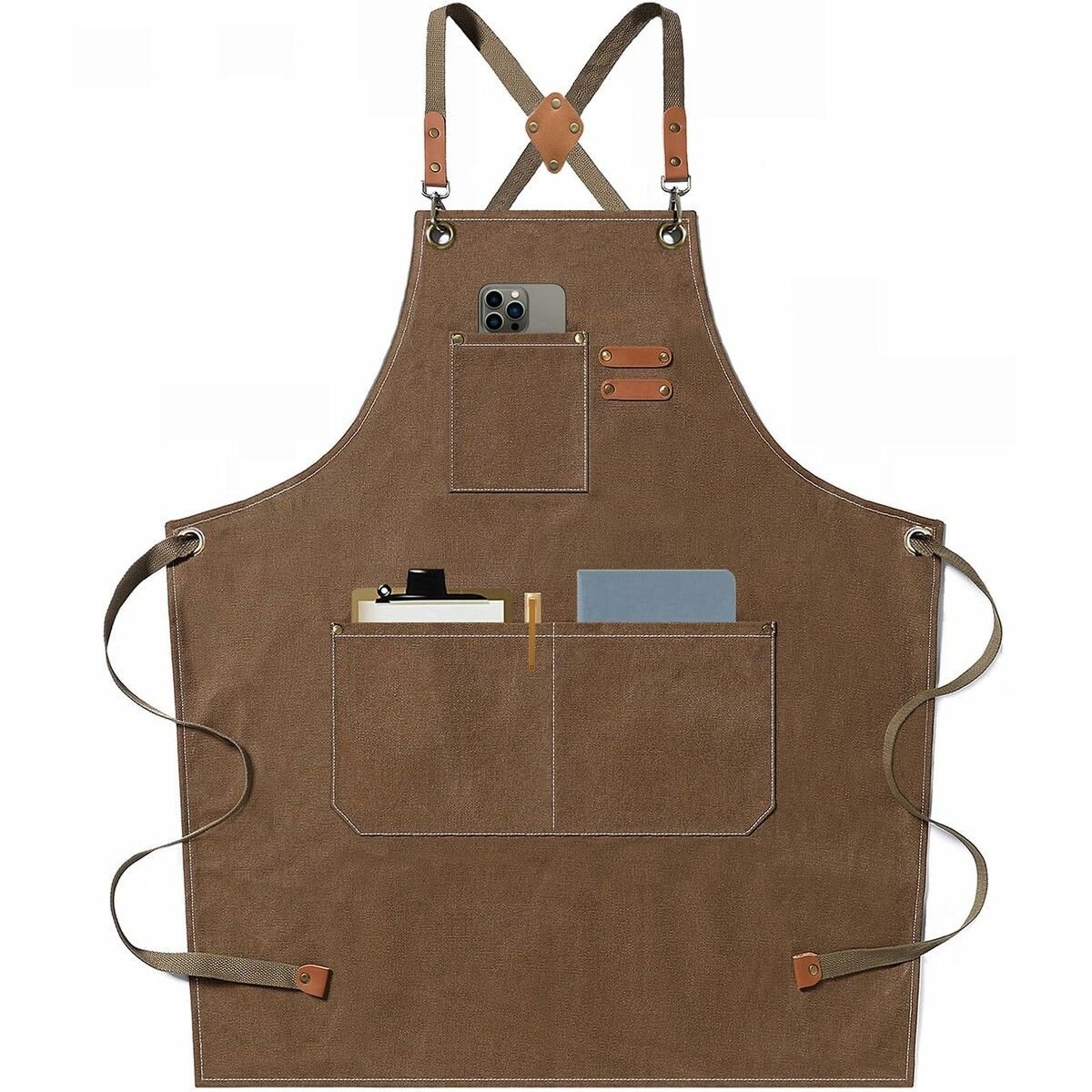 Cross-Back Cotton Canvas Apron, M to XXL