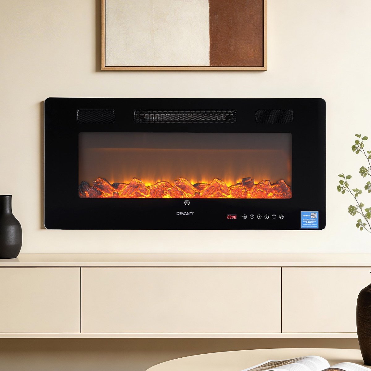 Devanti Electric Fireplace Wall Mounted Insert 3D Flame