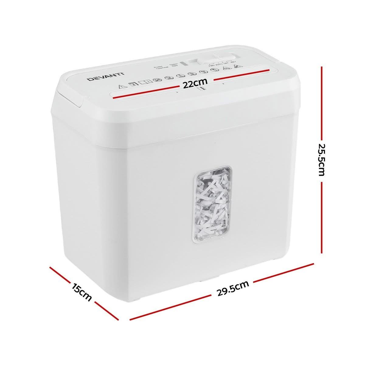DEVANTI 8L Tabletop Paper Shredder, 4-Sheet Cross Cut