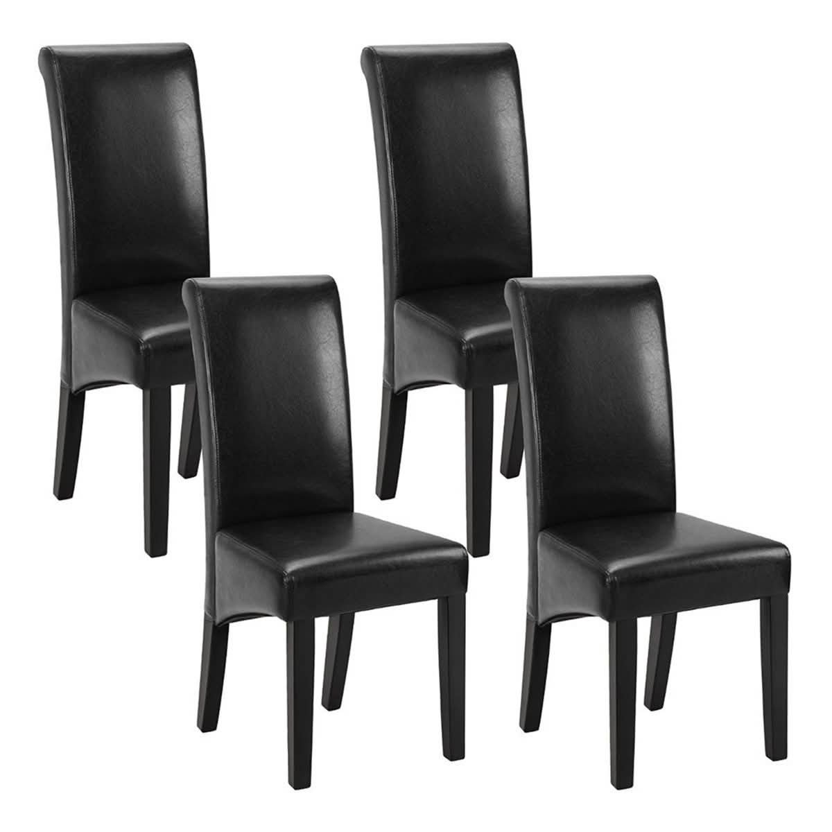 black faux-leather Parsons-style dining chair