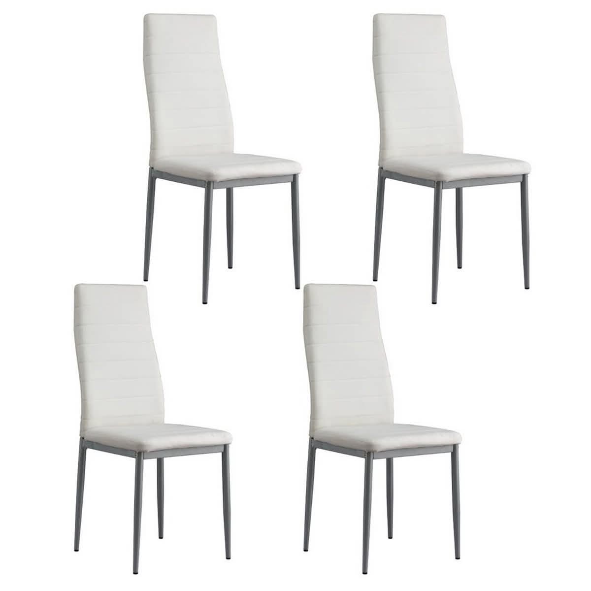 white channel-tufted faux-leather dining chair