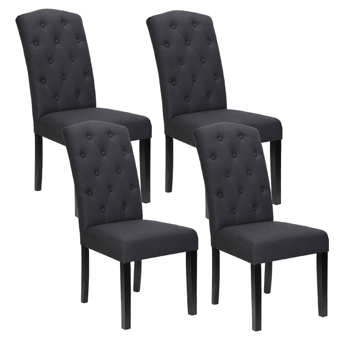 dark grey linen Parsons-style dining chair