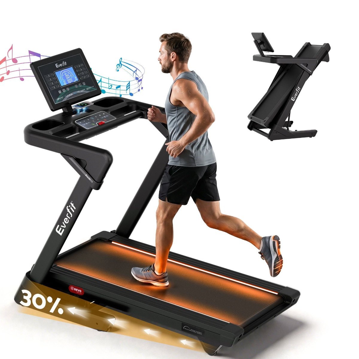 Everfit 500mm Wide Belt Treadmill with 30 Percent Auto Incline