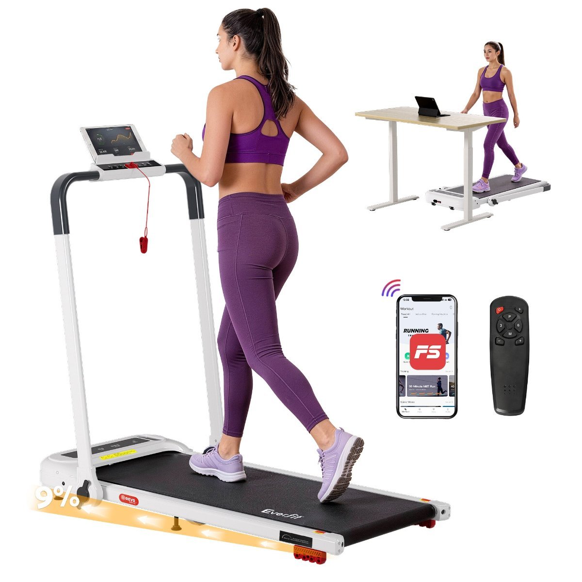 Everfit Walking Pad Treadmill with Incline Foldable for Home Gym