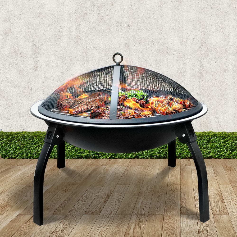 Folding Fire Pit BBQ Charcoal Smoker 56cm