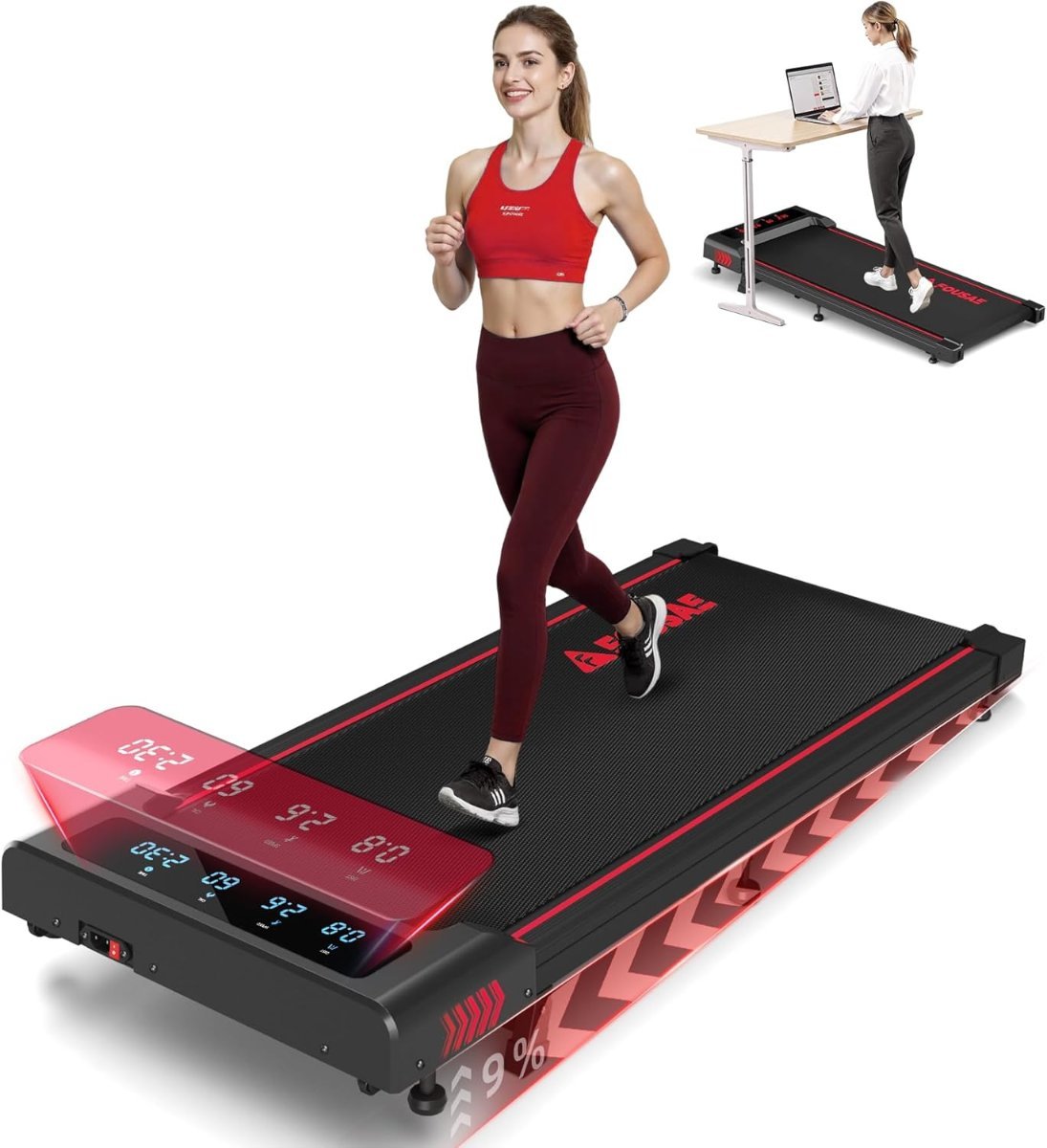 FOUSAE Walking Pad with 9 Percent Incline