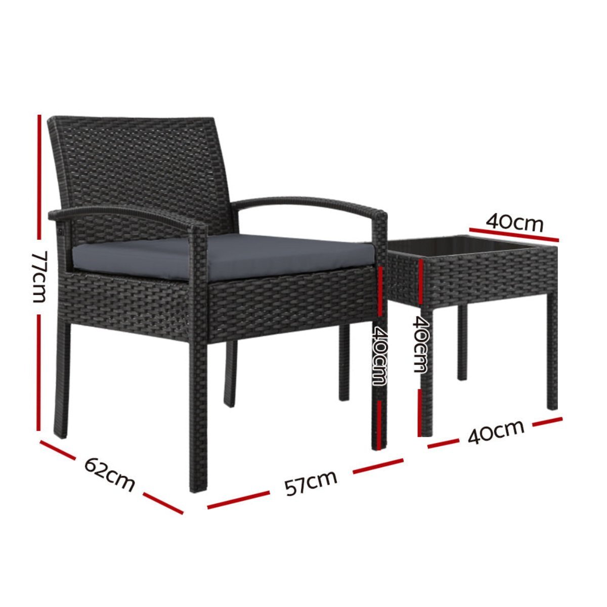 Gardeon 3 Piece Wicker Outdoor Bistro Set