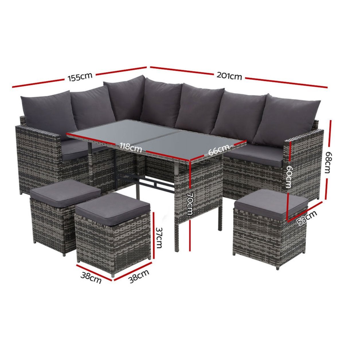Gardeon 9 Seater Outdoor Sofa Dining Set with Cover