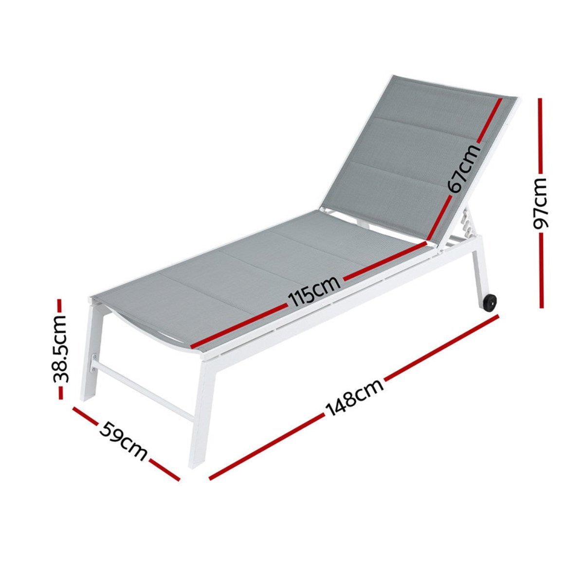 Gardeon Sun Lounger Chaise with Wheels