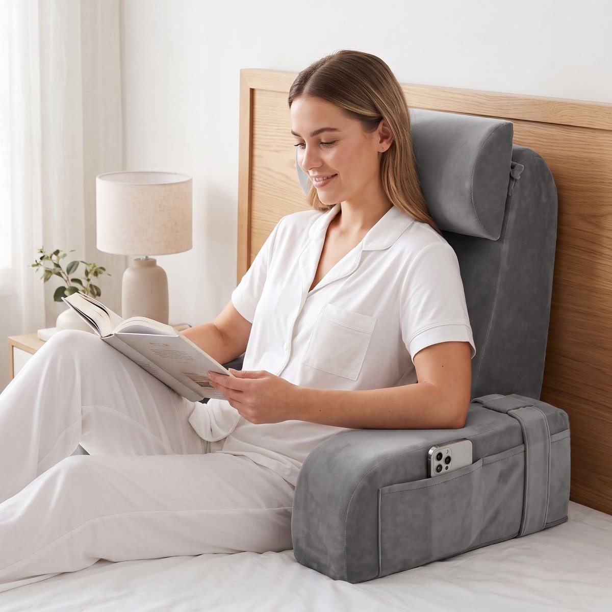 Giselle Reading Pillow with Detachable Neck Roll