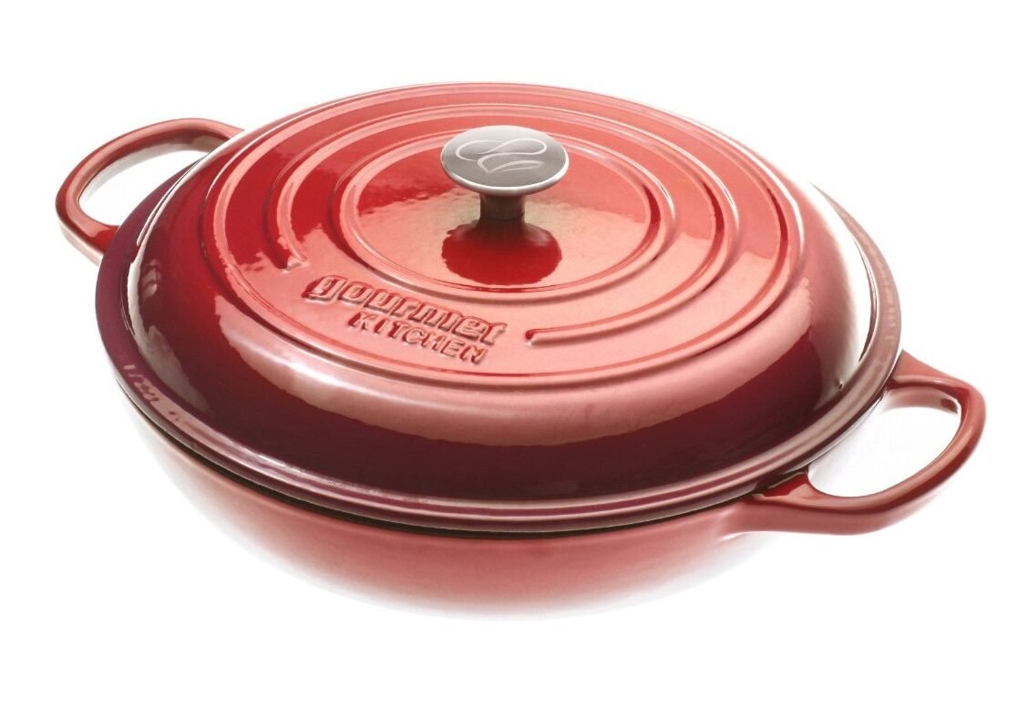 Gourmet Kitchen cast iron shallow casserole 30cm