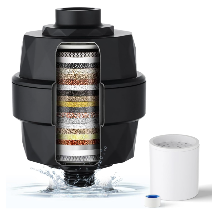 ACA International Matte Black Shower Filter