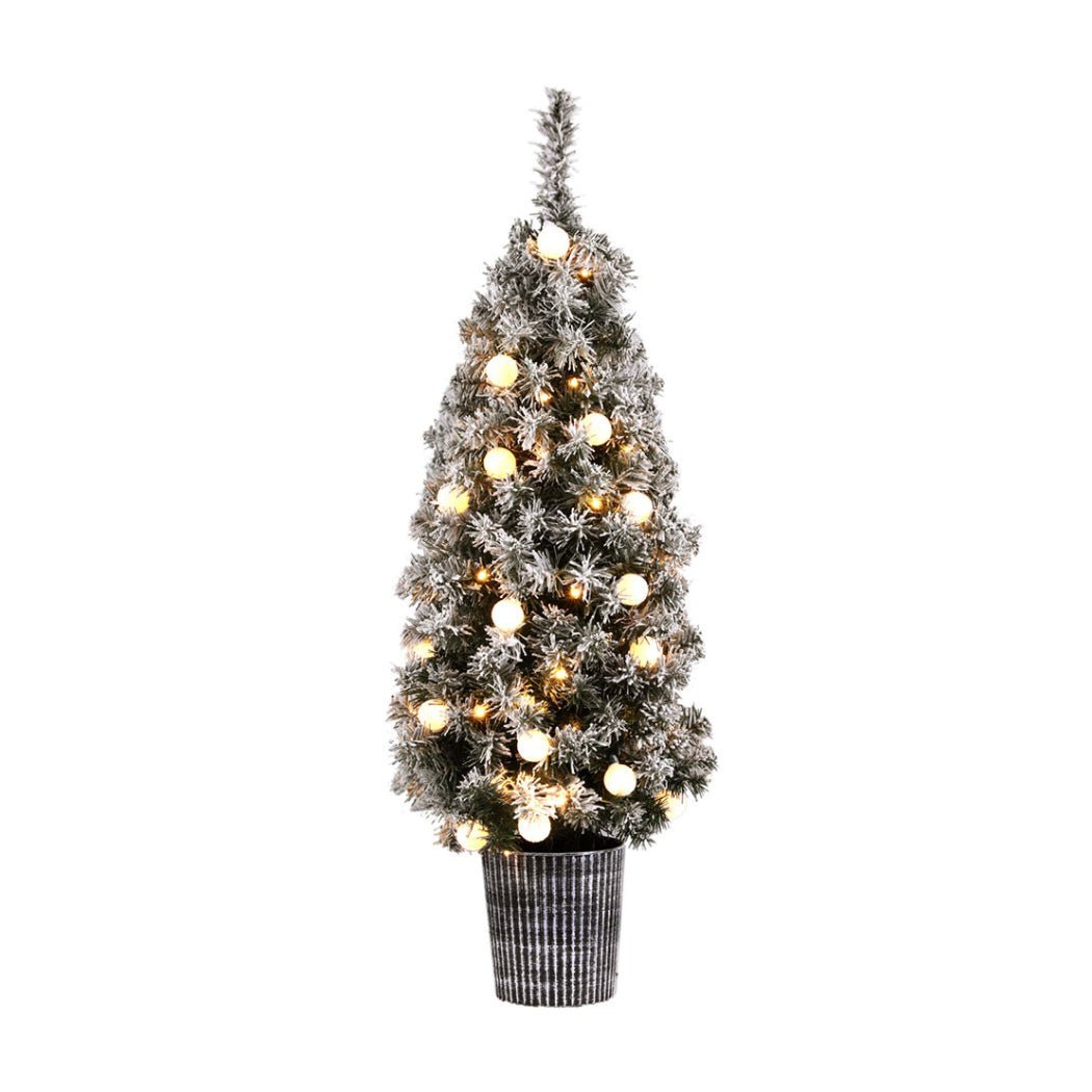 Jingle Jollys 1.2m Potted Snowy Christmas Tree