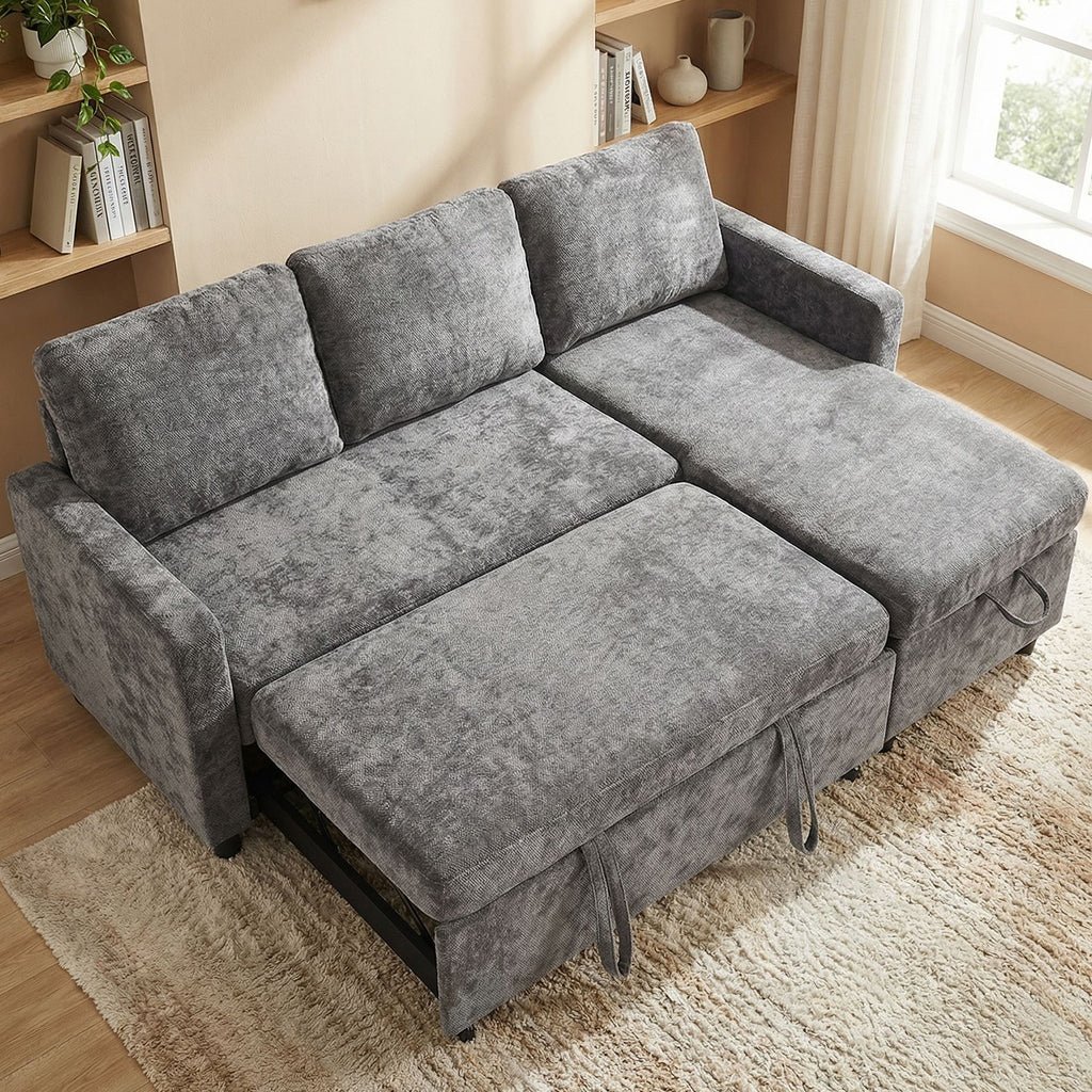 194cm L-Shape Sleeper Sofa Bed with Storage