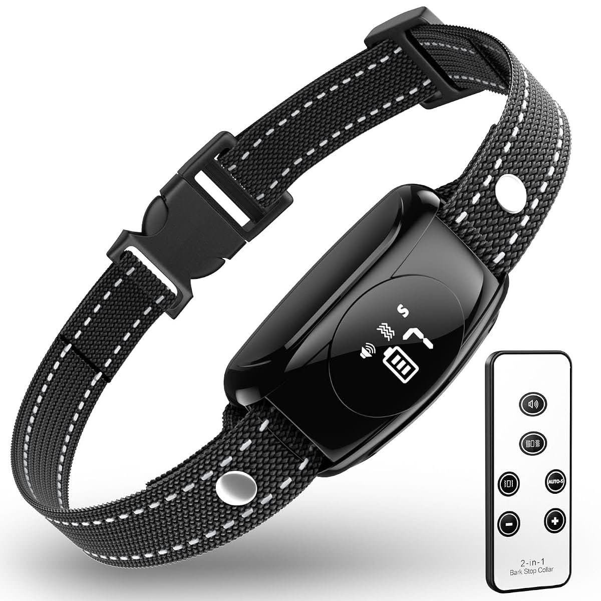 No-Shock Bark Collar with Remote and Auto Modes