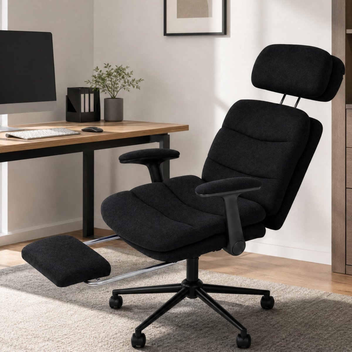 Reclining Office Chair with Footrest and Headrest