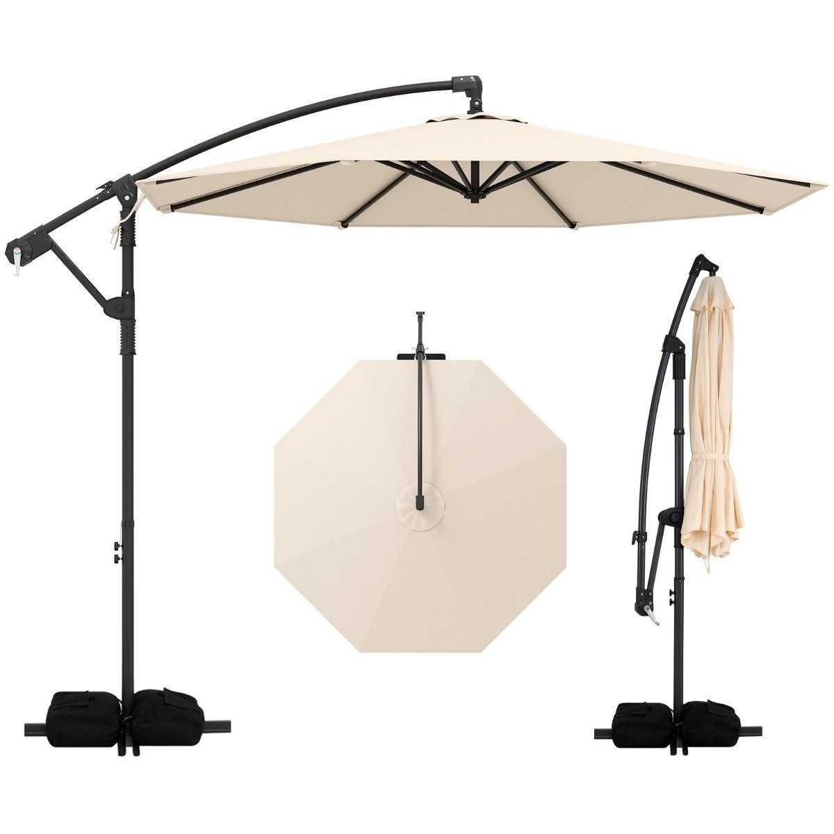 Offset Hanging Umbrella with Base, No Lights