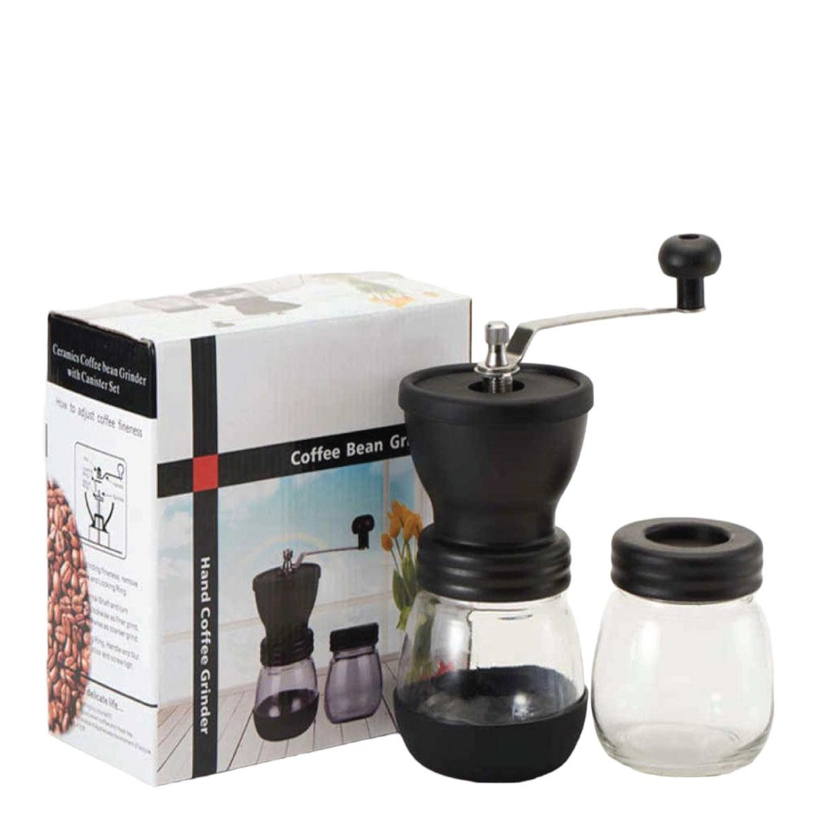 Orku Manual Ceramic Burr Coffee Grinder with Glass Jar