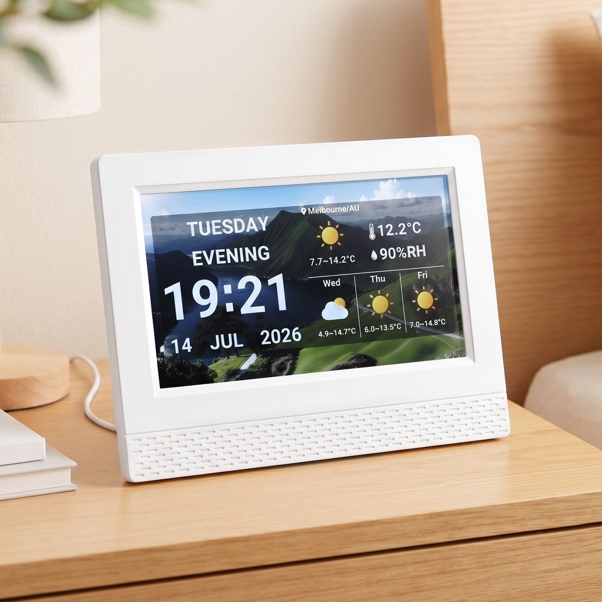 Artiss 7 Inch Smart Digital Clock Calendar Weather Photo Frame