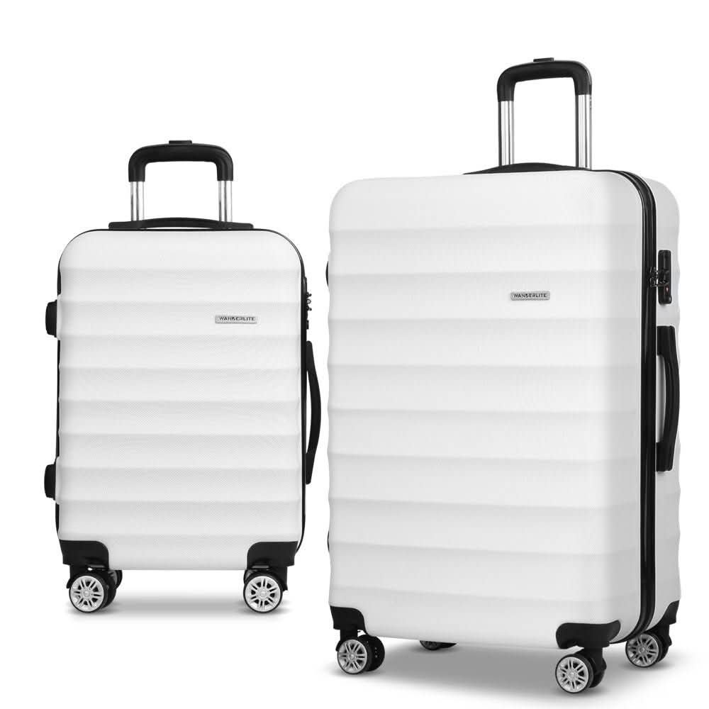 Two-piece nesting hard shell luggage set in white