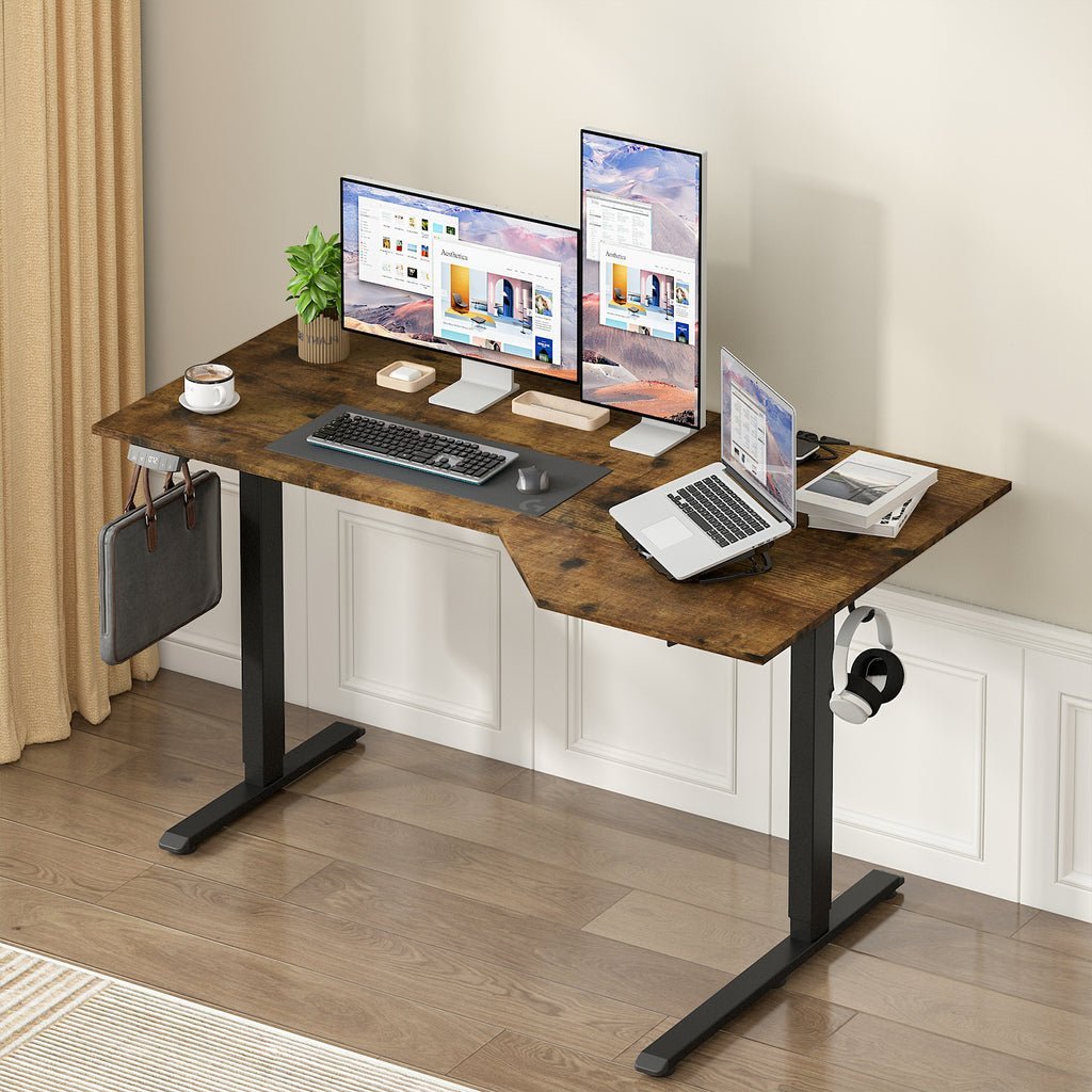 L-Shaped Electric Standing Desk 140x80cm