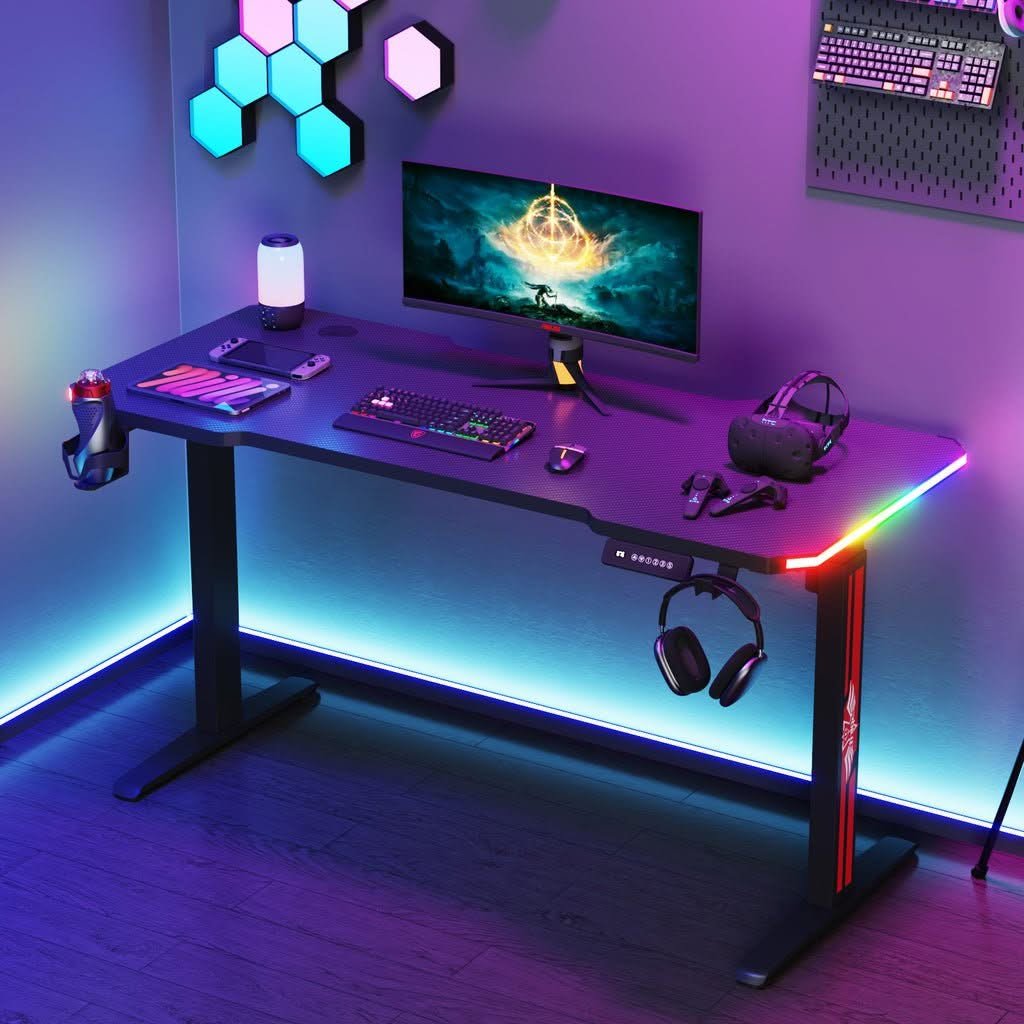 Standing Gaming Desk with RGB LED Lighting