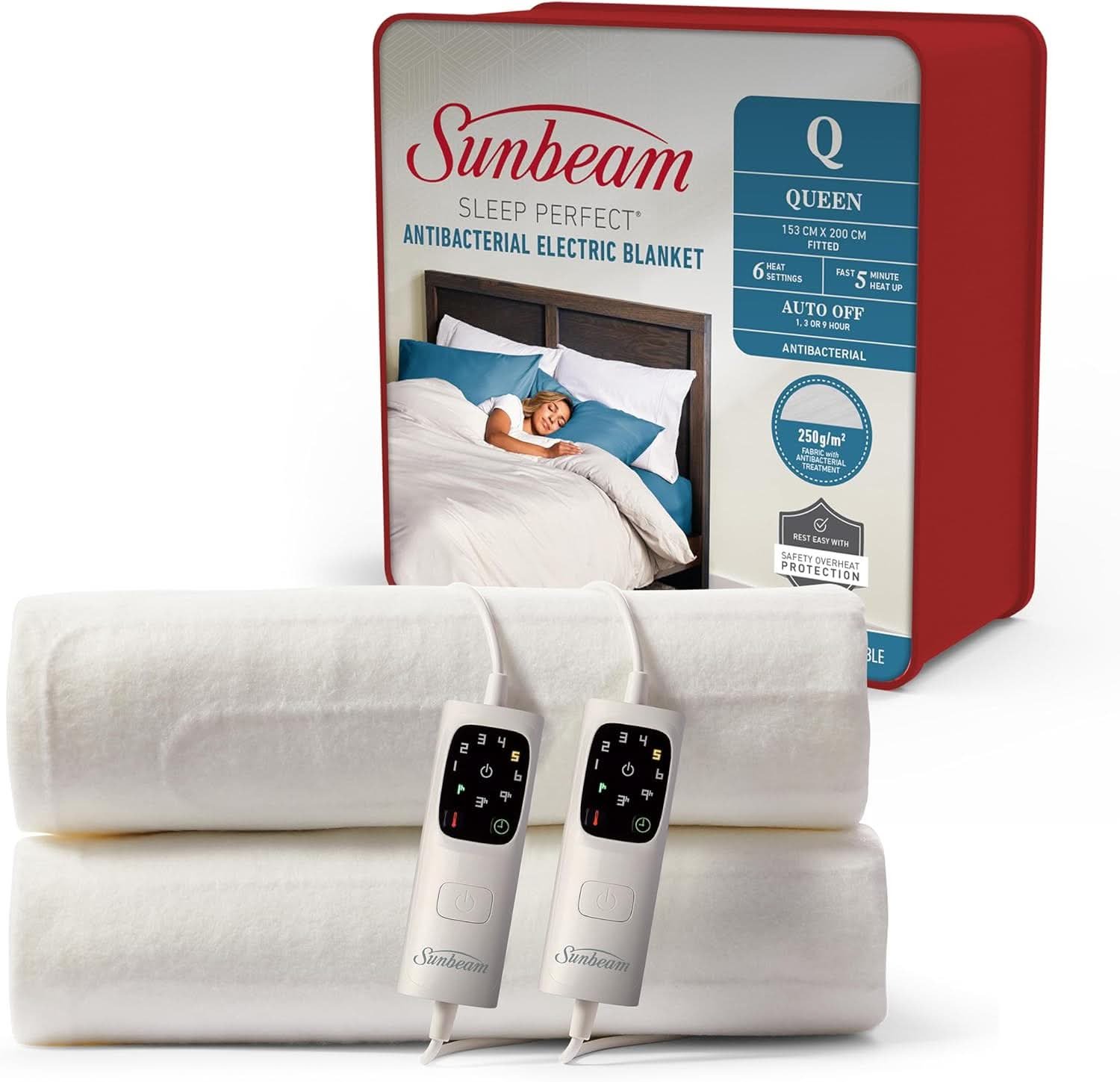 Sunbeam Sleep Perfect Antibacterial Electric Blanket Queen