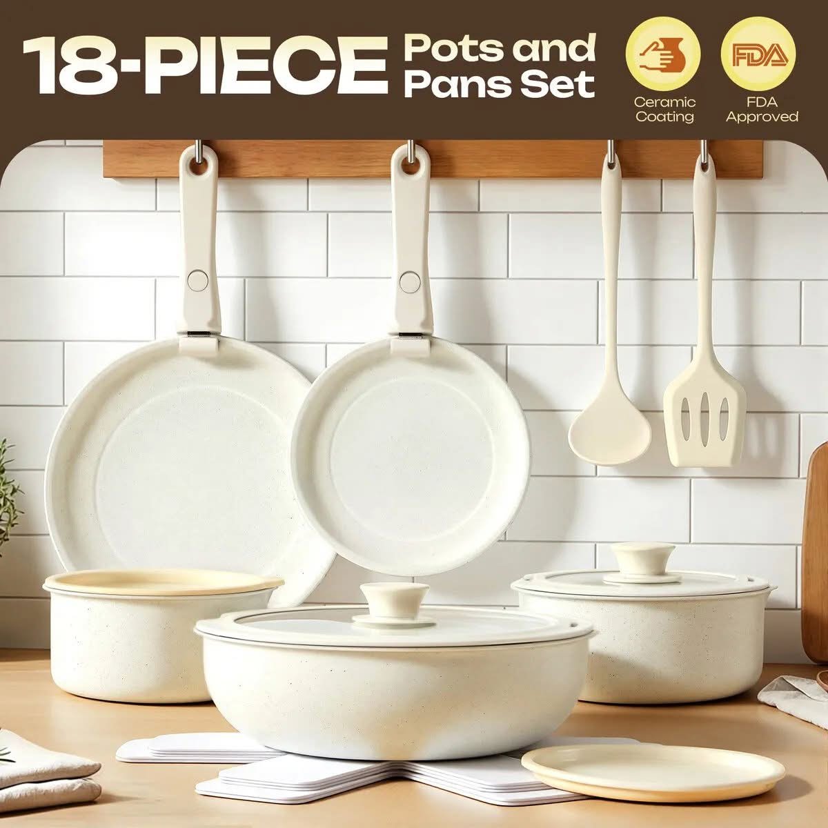 Vevor Ceramic Coated 18 Piece Cookware Set - Best Value Large Set