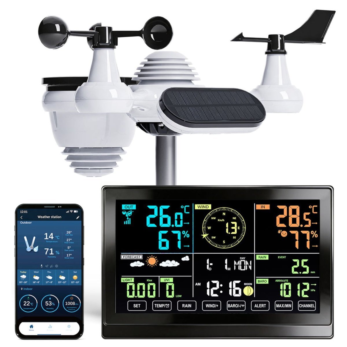 WiFi Smart Weather Station with 7.5 Inch Colour Screen