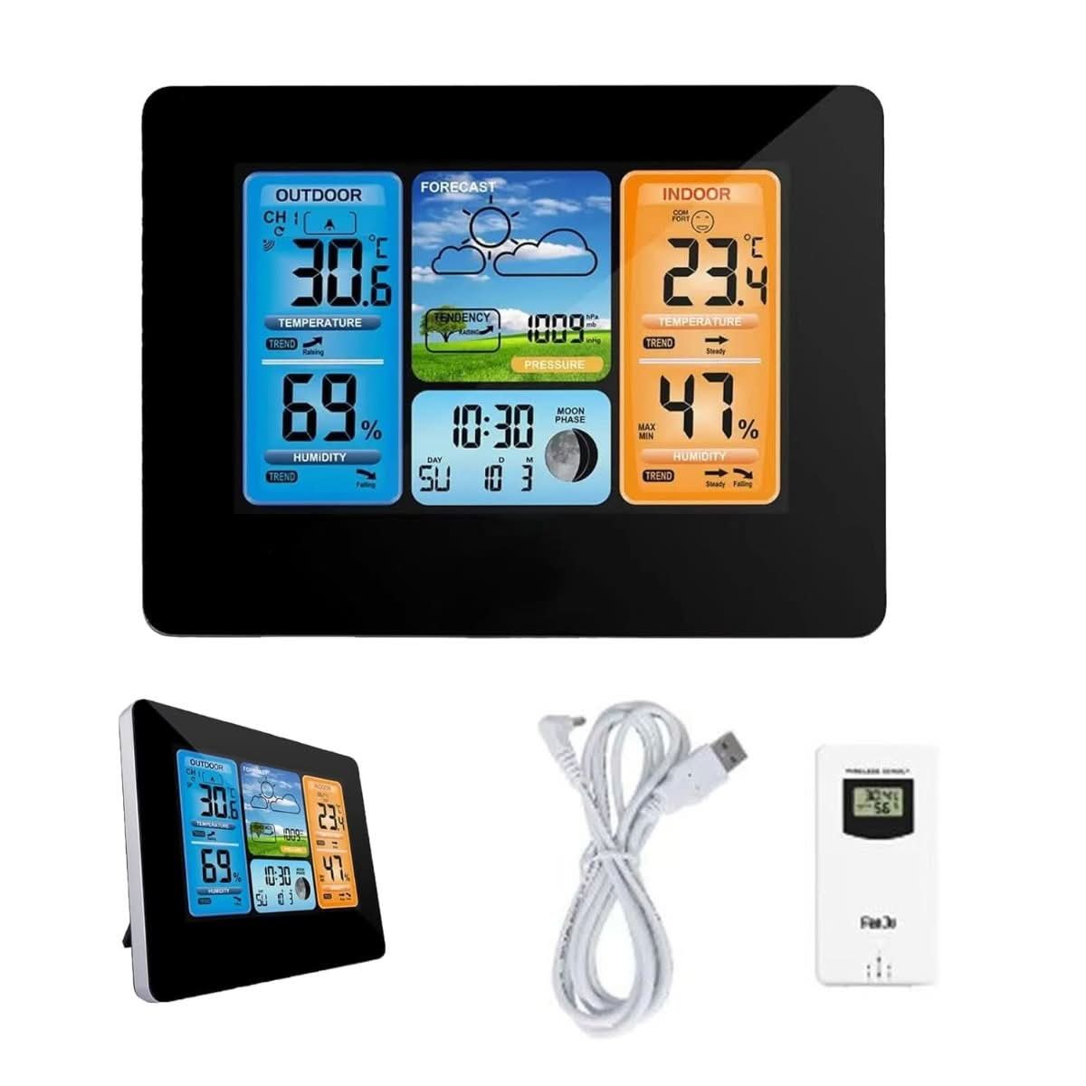 Wireless Weather Station with Atomic Clock and 60m Outdoor Sensor